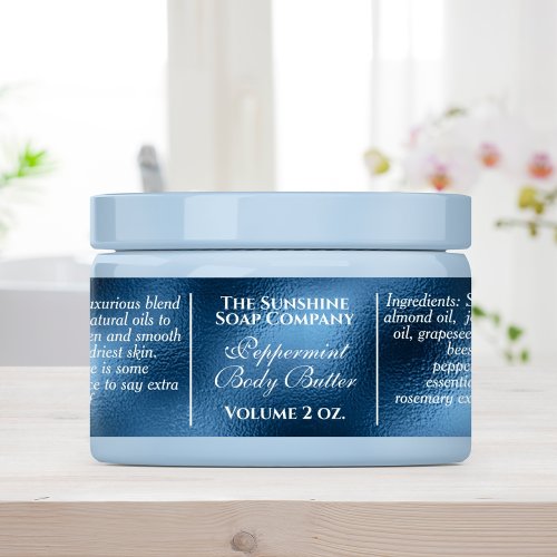 Vintage style blue foil soap and cosmetic label