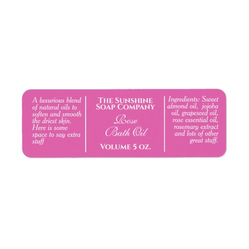 Vintage style pink soap and cosmetic label