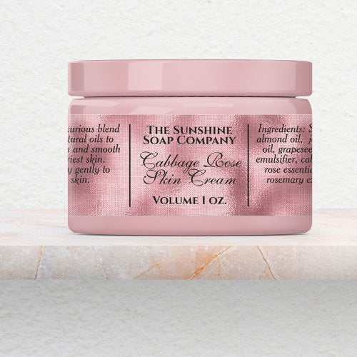 Vintage style woven pink foil soap and cosmetic label
