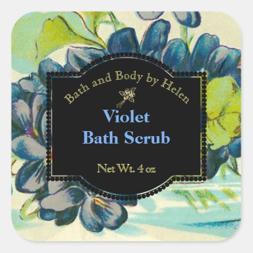 Violet Bath and Body Care Label - square
