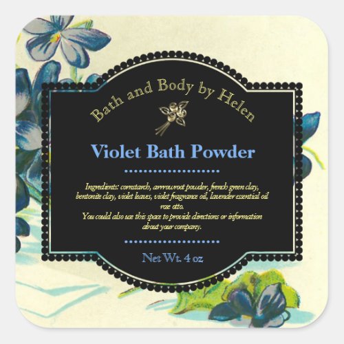 Violet Bath and Body Care Label with Ingredients