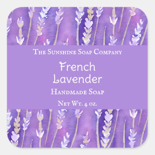 Watercolor Lavender Soap Cosmetics Square Sticker