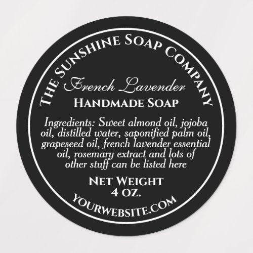 waterproof black w white text soap cosmetic labels