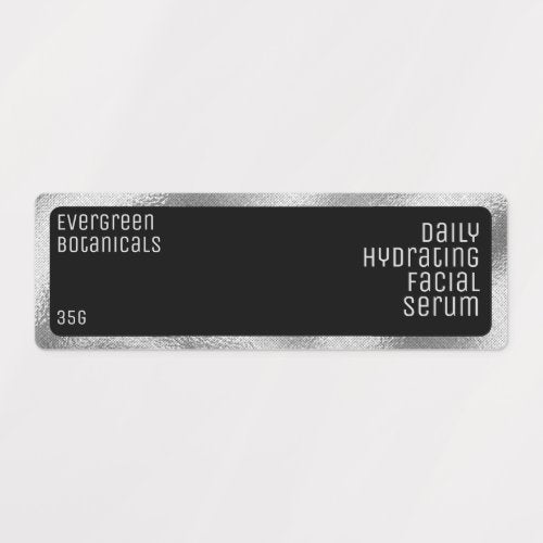 waterproof cosmetics label black silver rectangle