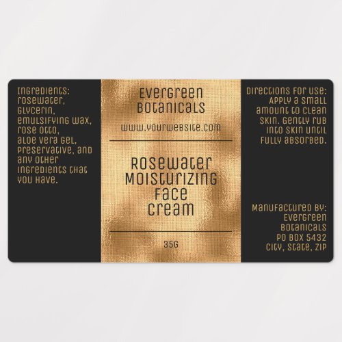 waterproof cosmetics soap label  - black and gold