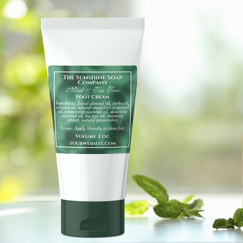Waterproof green foil and white soap cosmetics labels