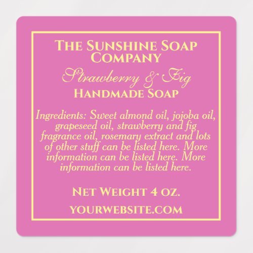Waterproof pink yellow soap cosmetics ingredients labels