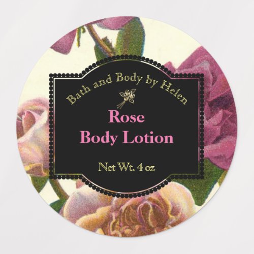 Waterproof Rose Themed Bath Products Label
