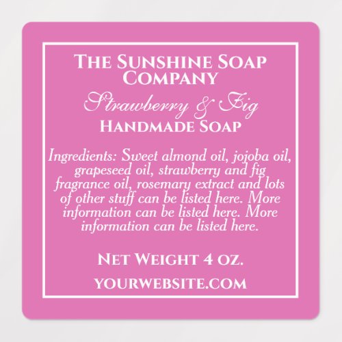 Waterproof simple pink white soap cosmetics label