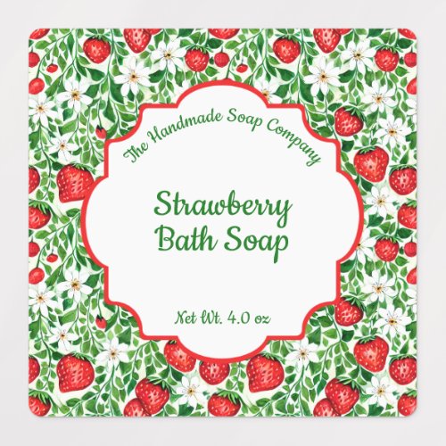 Waterproof Strawberries Soap and Bath Product Labels