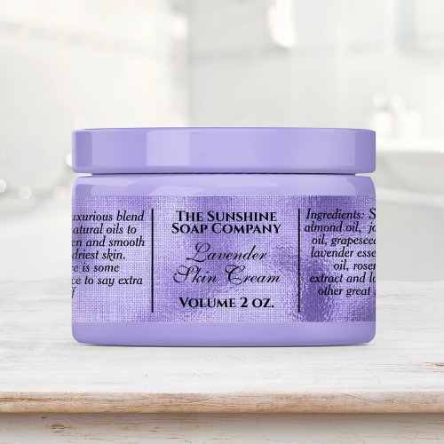 Waterproof vintage style purple foil cosmetics labels