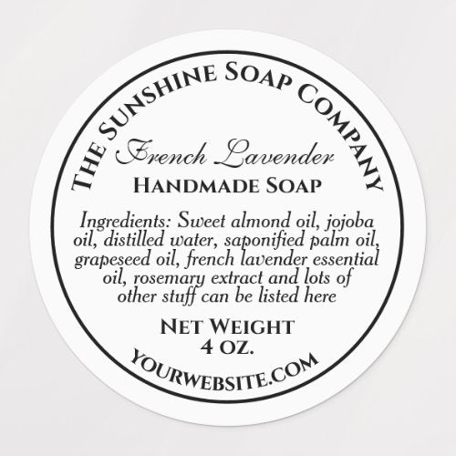 waterproof white w black text soap cosmetic labels