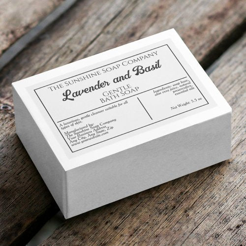 White and black waterproof soap or cosmetics label