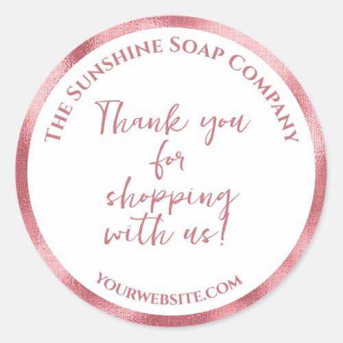 White & pink foil thank you for shopping with us sticker